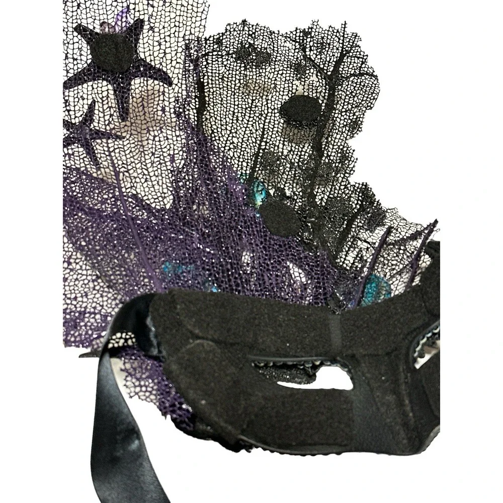 Masquerade Under The Ocean Little Mermaid Seashell Girl Black Mask Ribbon Tie